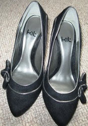 Black suede shoes,  size 4,  hardly worn.