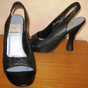 Black sling back peep toe shoes,  size 4